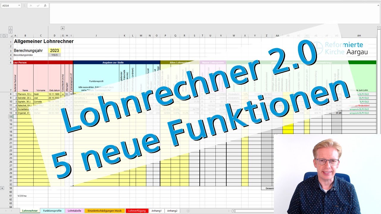 Lohnrechner 2.0 der Reformierten Kirche Aargau - Übersicht über die neuen Funktionen