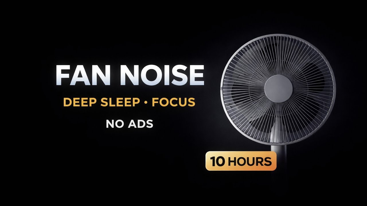 Fan White Noise for Deep Sleep & Focus | Black Screen | 10 Hours | No Ads