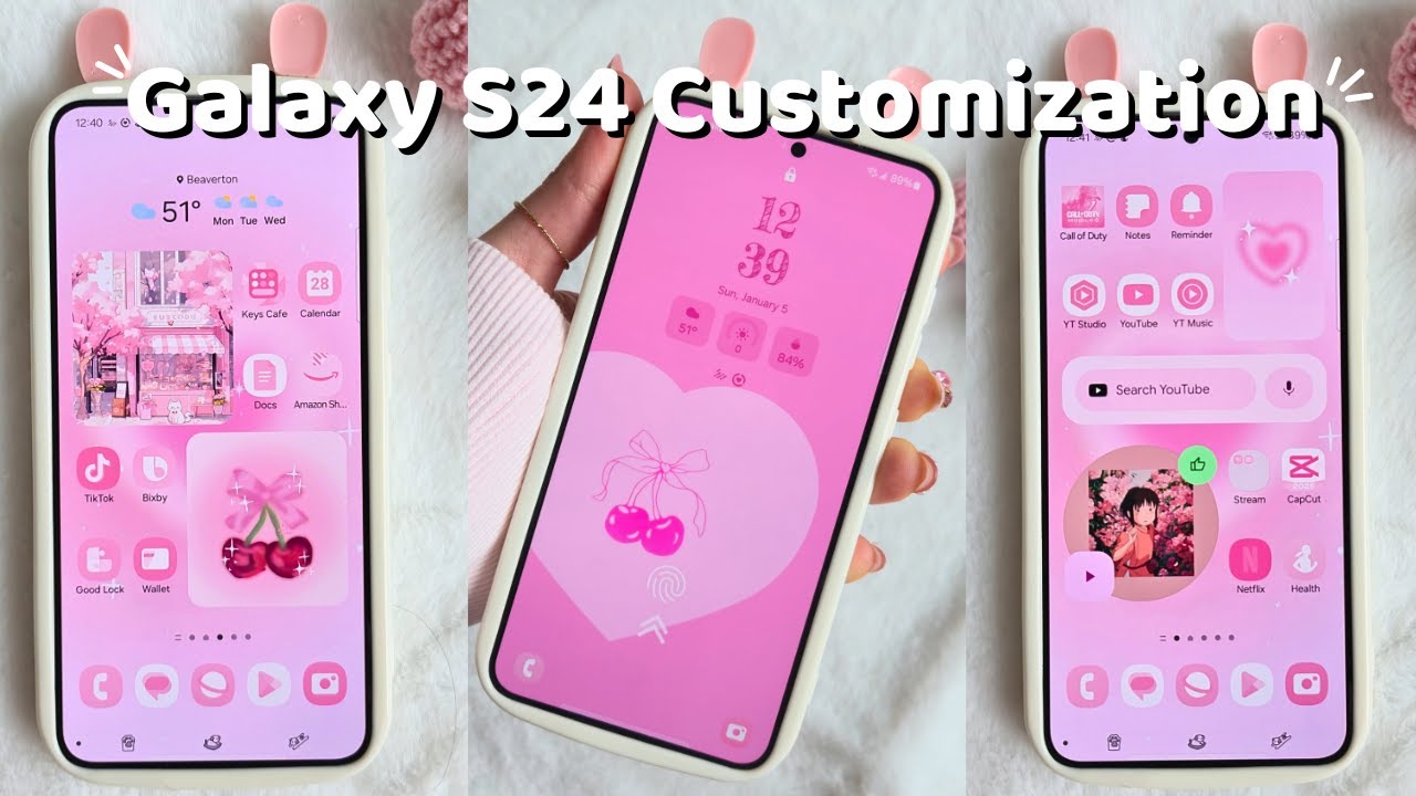 ✨️ Samsung Galaxy S24 ✨️ | Aesthetic Customization 🩷🎀🍒🌷 (ASMR)