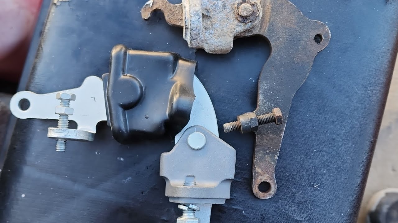 Bell crank replacement on the 1983 Toyota pickup. Now I can have a parking brake!