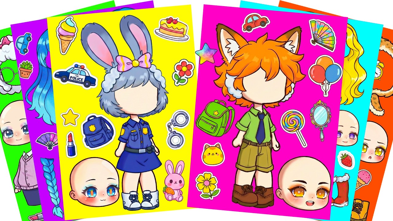 (🦊Paper DIY🐰) ZOOTOPIA X Gacha Sticker Book | #Nick #Judy #Zootopia #ASMR