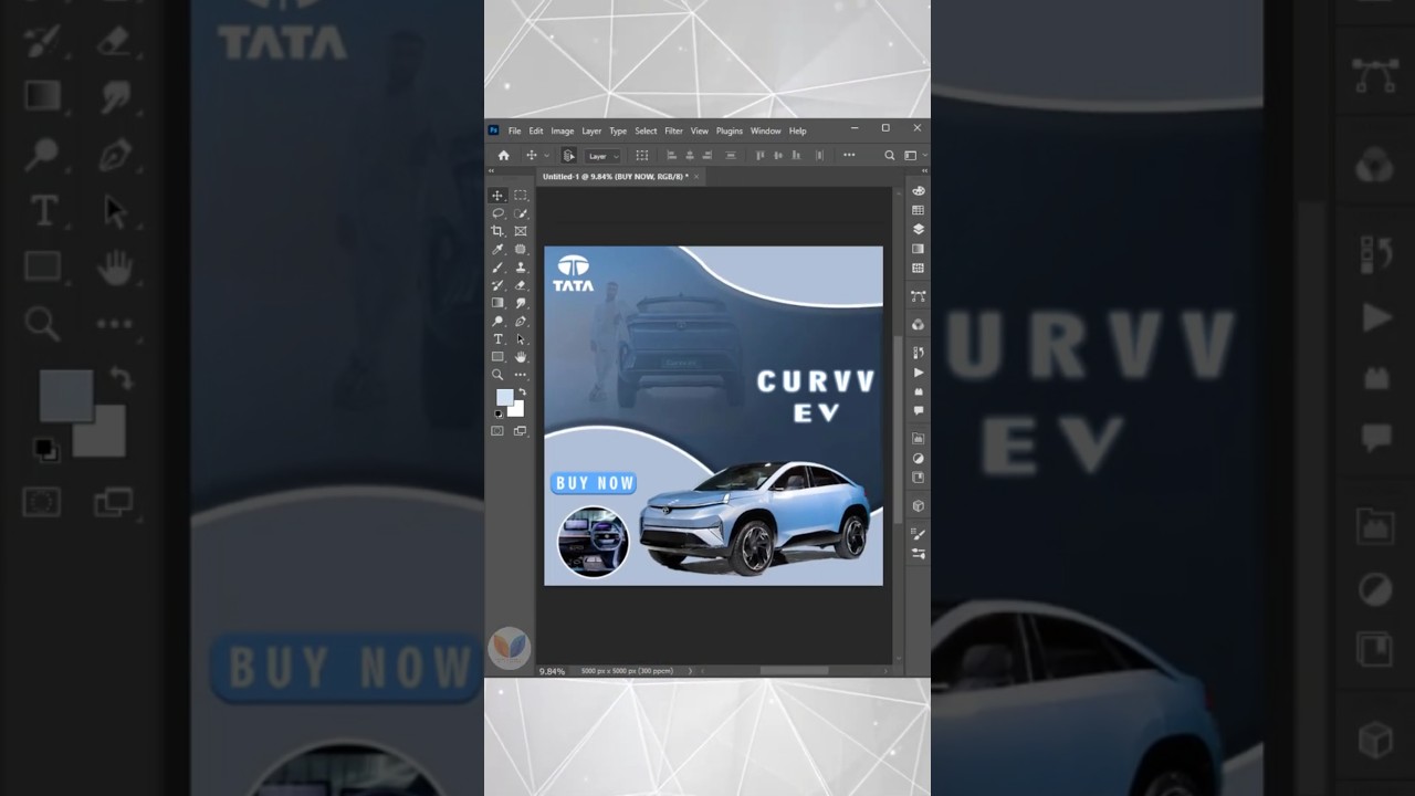 Curvv Ev Car Poster Design in Photoshop