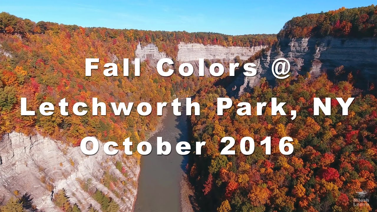 4K Aerial View - Letchworth State Park, NY Fall Colors, October 2016