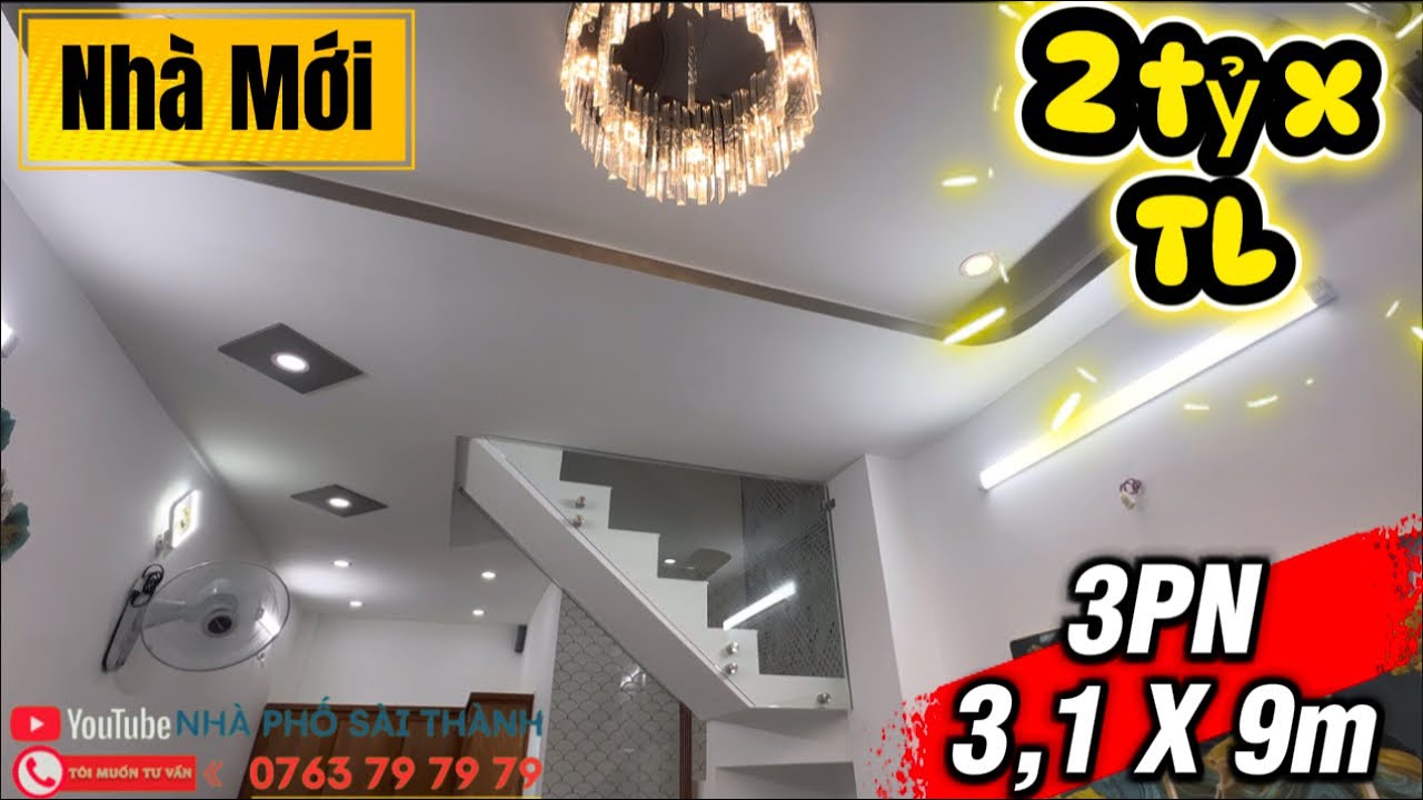 Quận 6. Nhà Mới Đón Tết. 3PN, 3,1 X 9m. Hiện hữu 100%. Gần chợ Bình Tiên. Giá 2 tỷ x TL #0763797979 