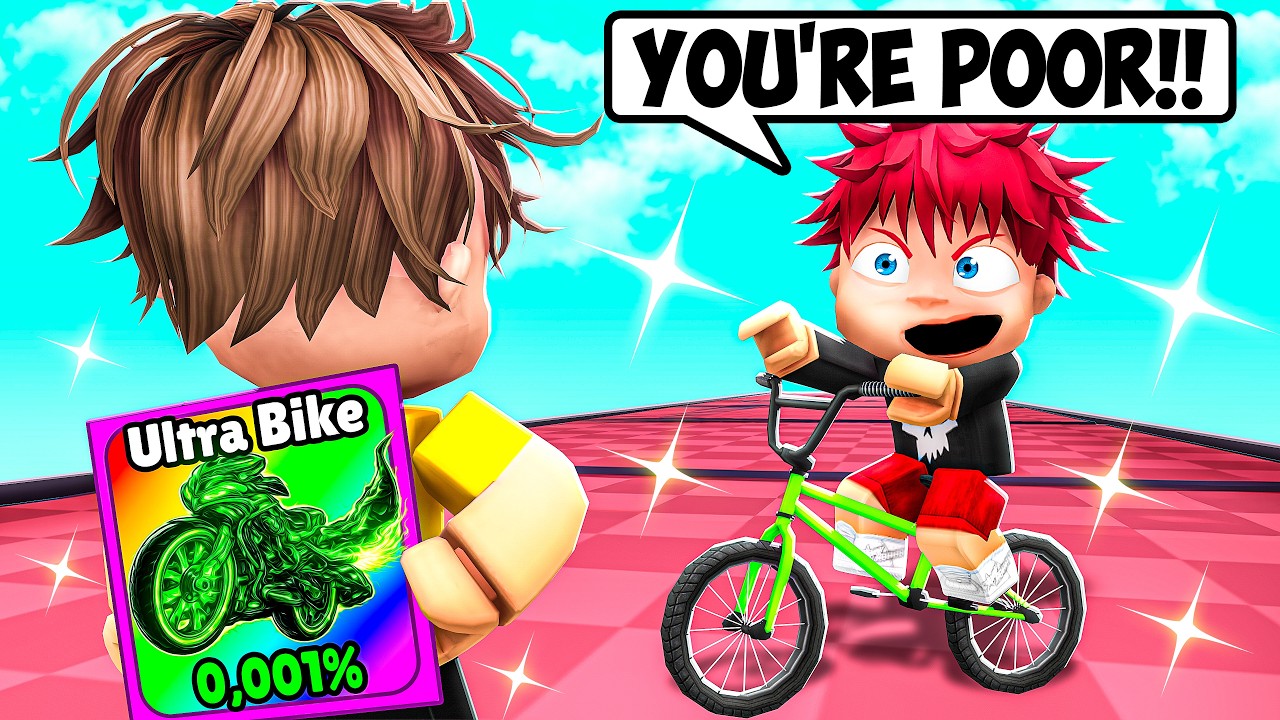 I Pretended to be a NOOB, Then used a 0.01% HACKER BIKE (Roblox Bike Obby)