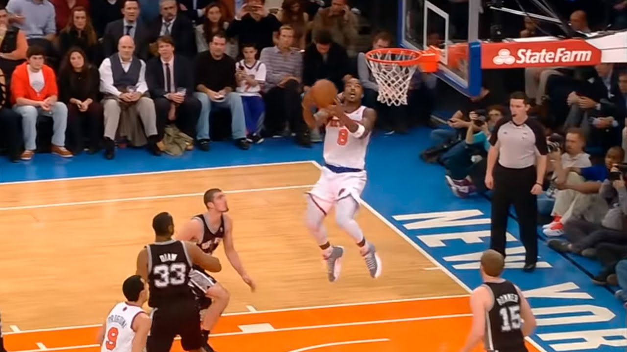 J.R. Smith dunks but they get increasingly more jaw dropping