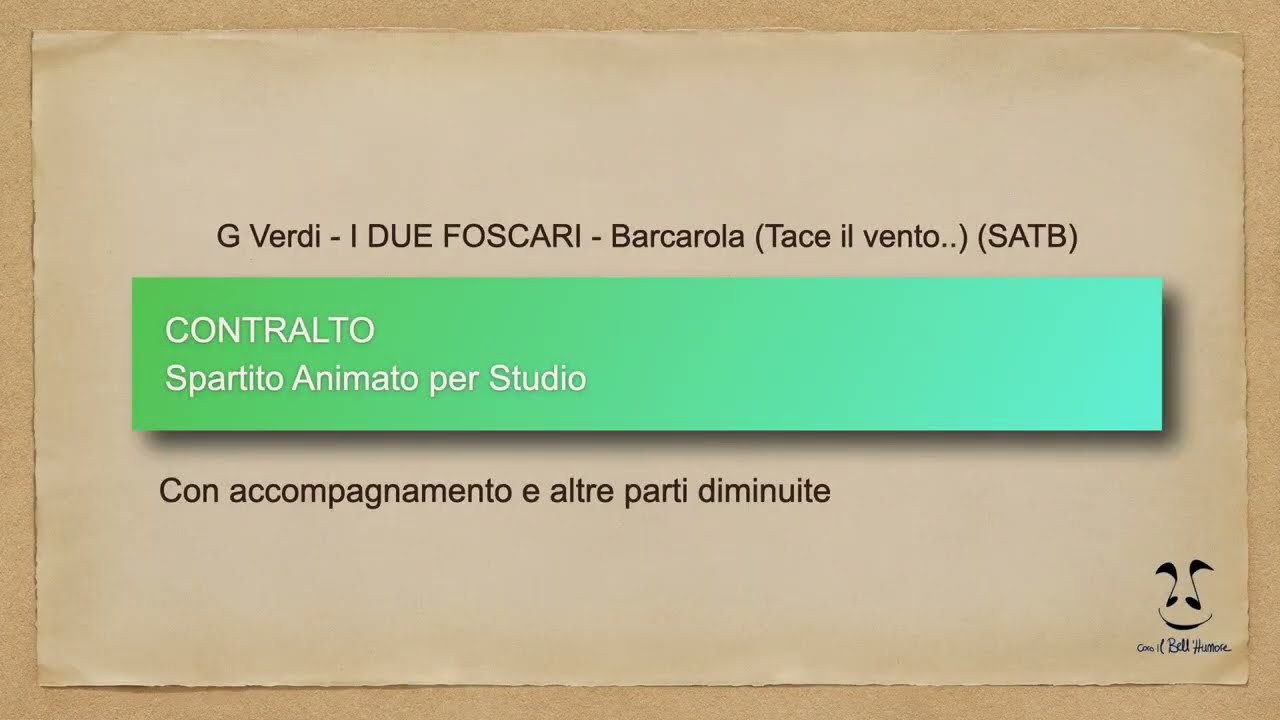 Verdi Due Foscari Barcarola Tace il vento ALTO