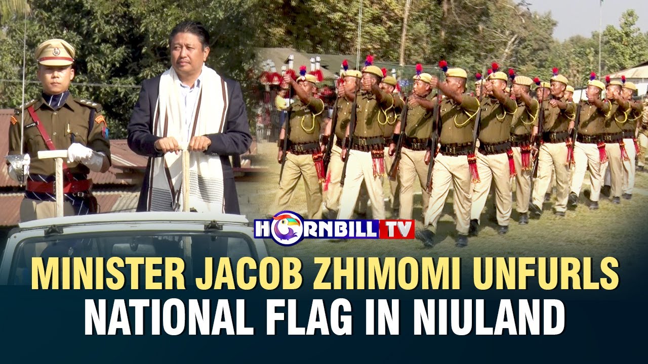 MINISTER JACOB ZHIMOMI UNFURLS NATIONAL FLAG IN NIULAND