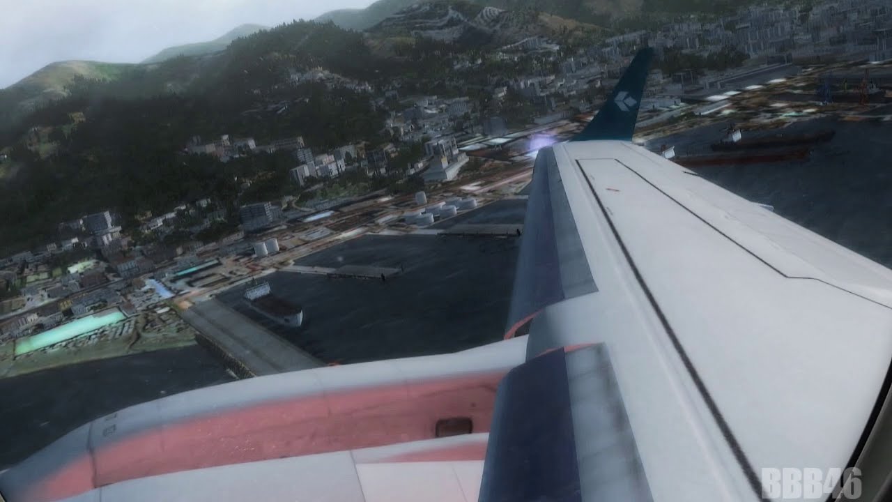 FSX Air Dolomiti E195 Takeoff from Genoa Wing View