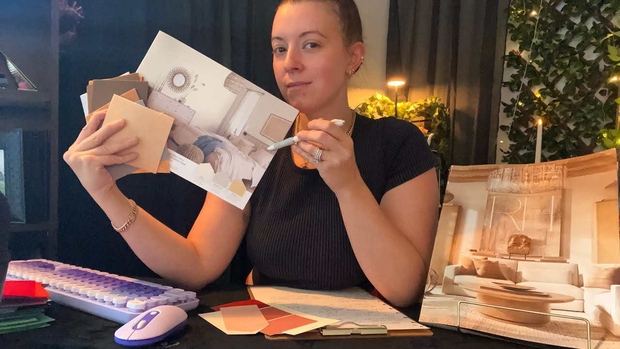 ASMR Interior Designer | page turning, fabric sounds, writing, typing, soft spoken