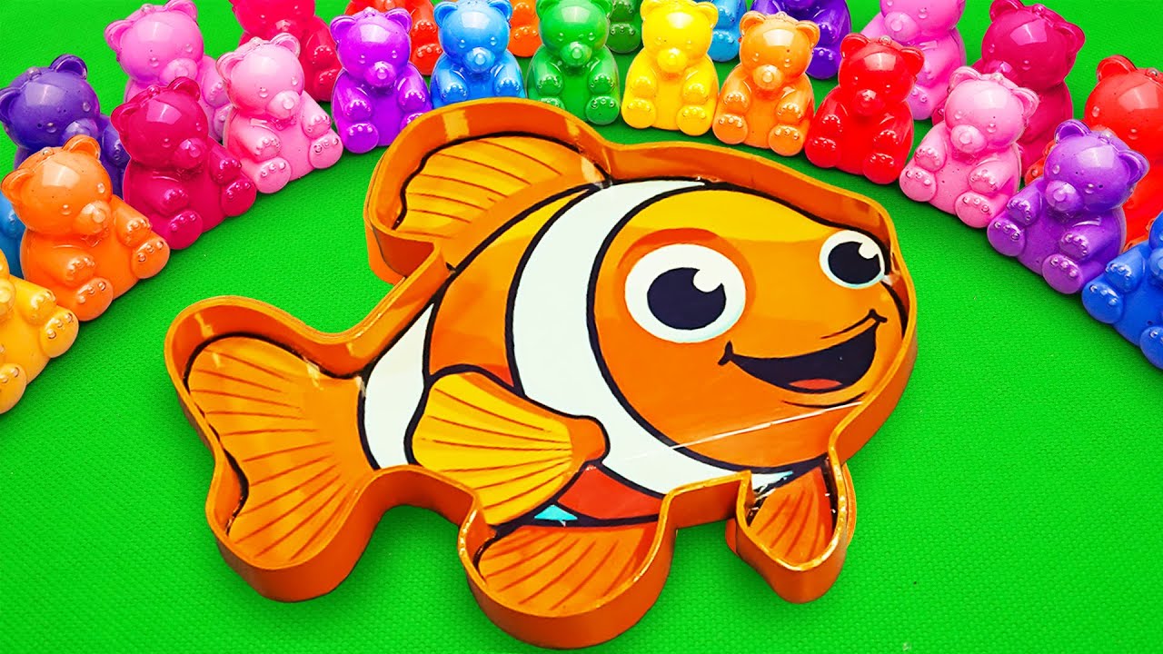 🐠 Making Nemo Marble Beads ASMR Bathtub by Finding & Mixing Gummy Bear Slime CLAY 🧸 Satisfying ASMR