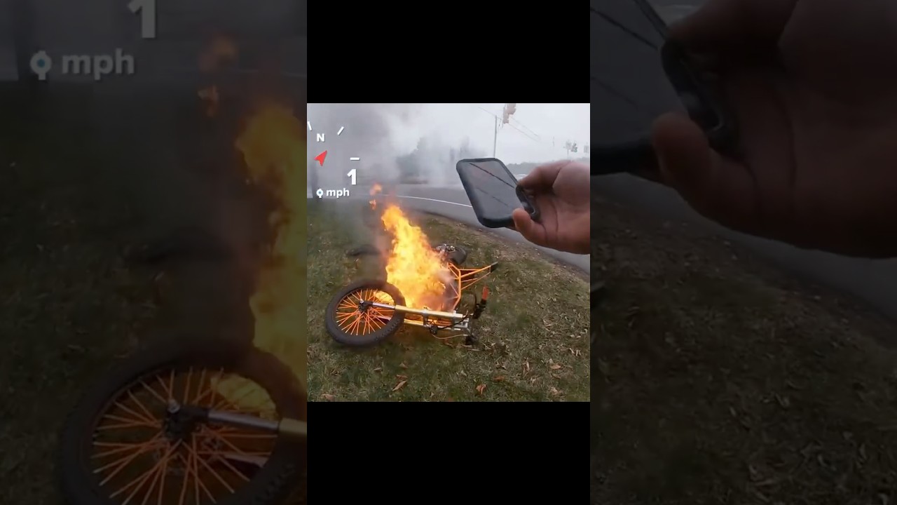 His e bike caught fire 😳