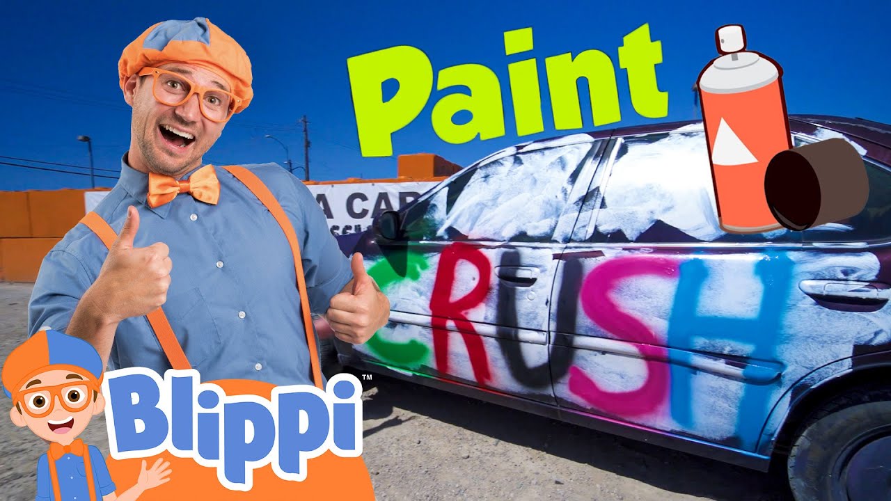 Blippi Paints a Car with an Excavator! | Learn English Spelling for Toddlers