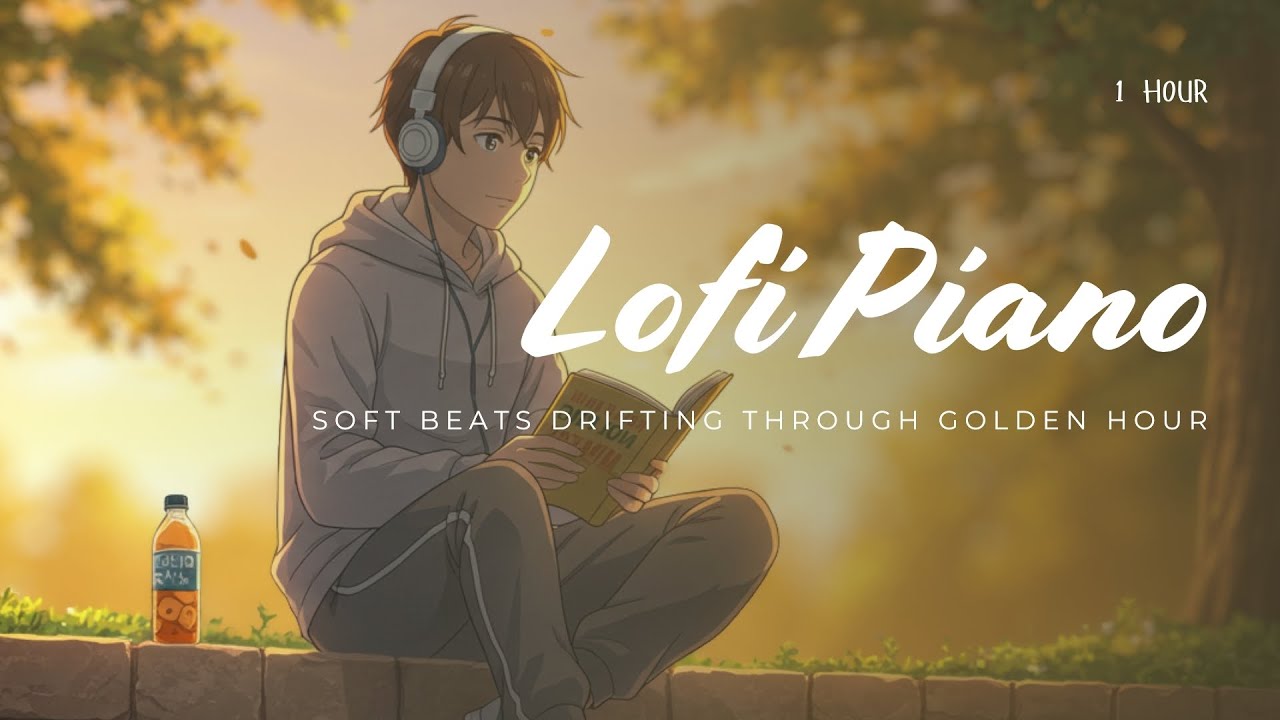 Soft lofi piano under golden skies for study and calm