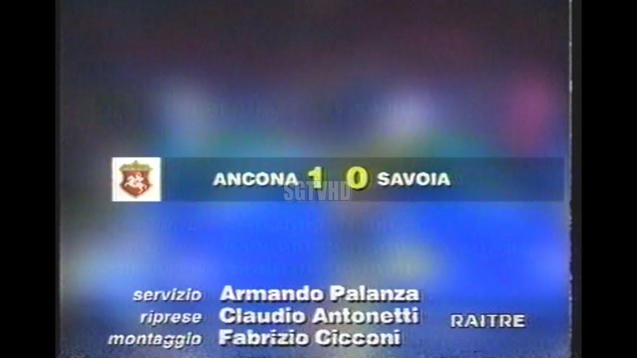 ANCONA-SAVOIA 1-0 GOL DI TENTONI ANCONA PROMOSSO IN SERIE B SPAREGGIO STADIO OLIMPIO 15 GIUGNO 1997