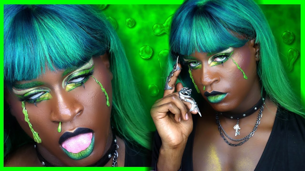 Get Ready with BOOGER BAE | Green Slime Makeup Tutorial