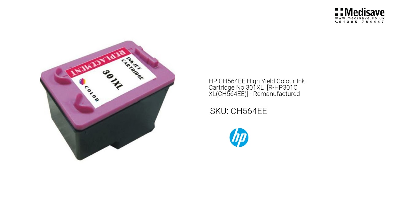 HP CH564EE High Yield Colour Ink Cartridge No 301XL R HP301C XL CH564EE Remanufactured CH564EE