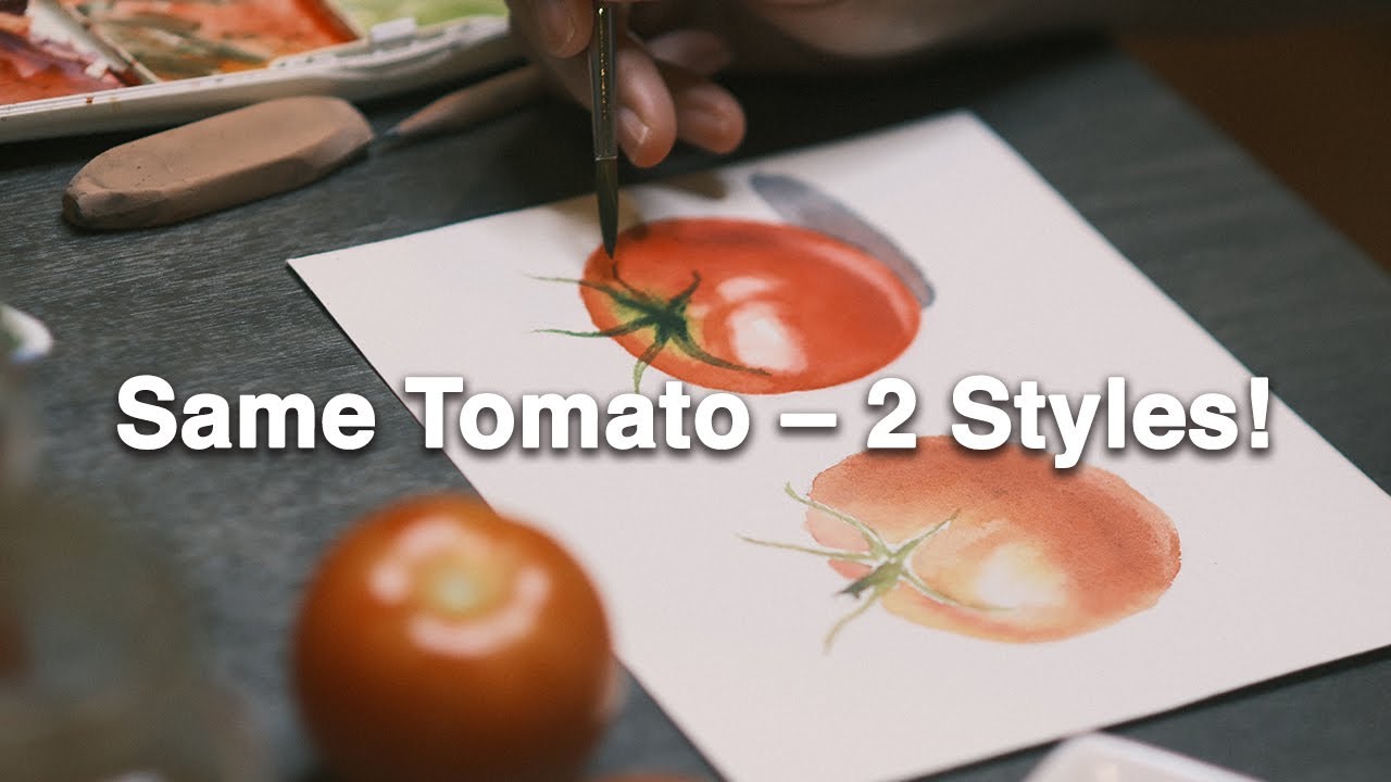 Controlled vs Loose Tomato Watercolour Painting – You Pick!