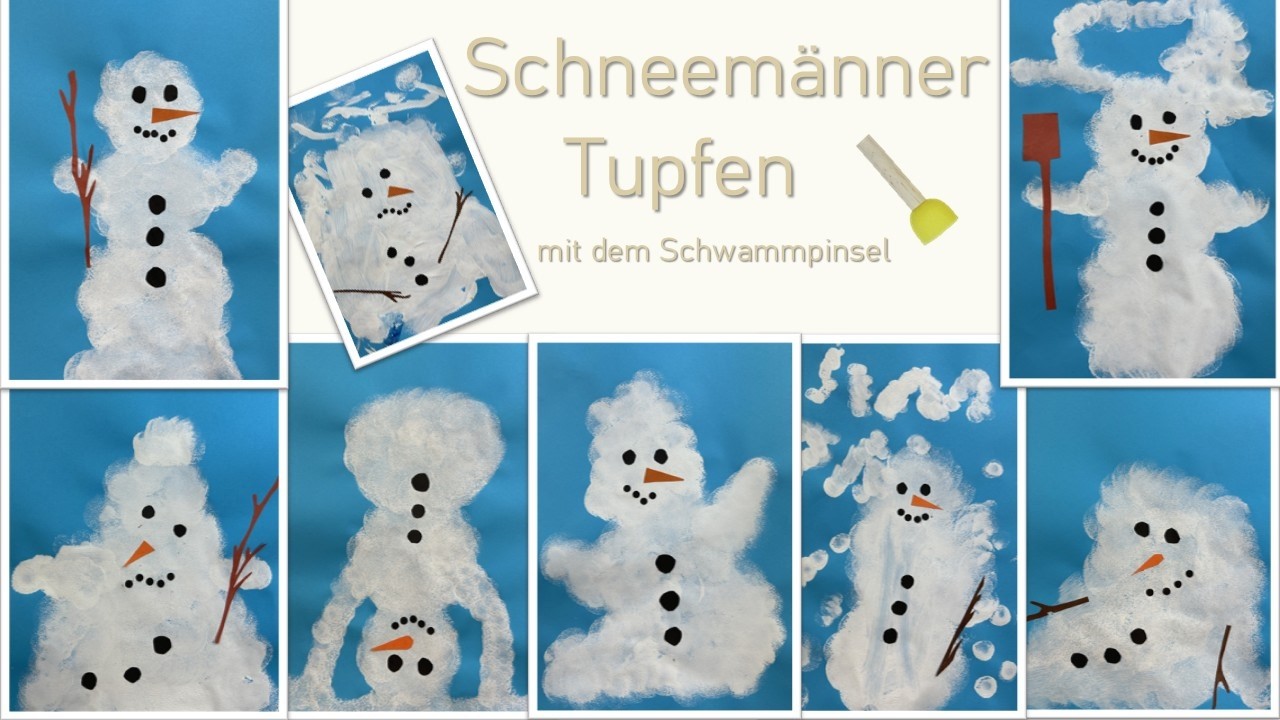 Schneemann mit dem Schwammpinsel getupft