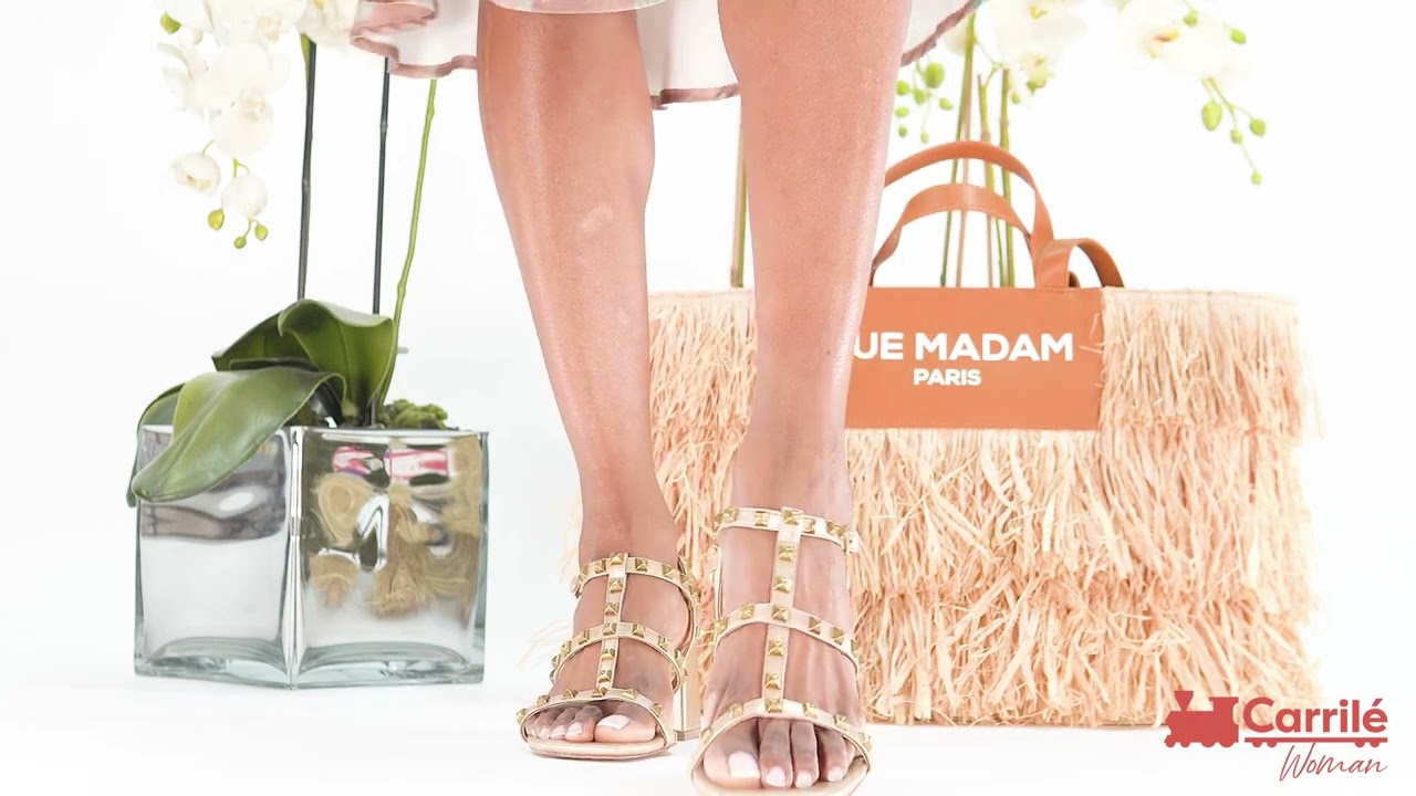 Sandalias tacón tachas metalizadas Bibilou