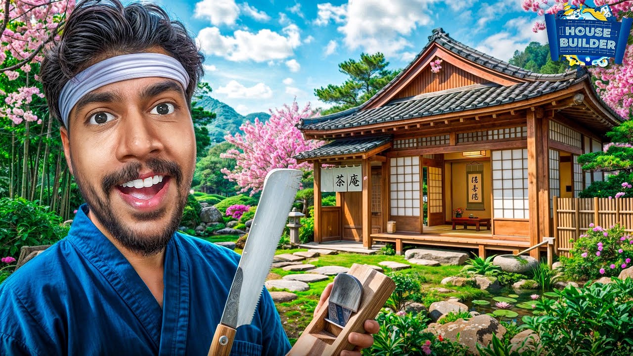 I Built a Secret Japanese Tea House 🌸!! House Builder 