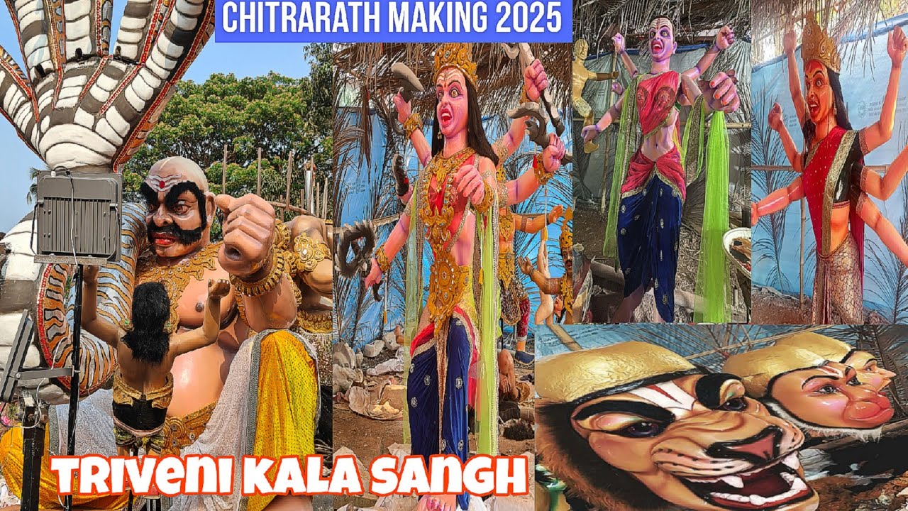 Triveni kala Sangh durgabhat 🔥 Ponda chitrarath 🚩 floats in making 🚩 2025 🔝⚡