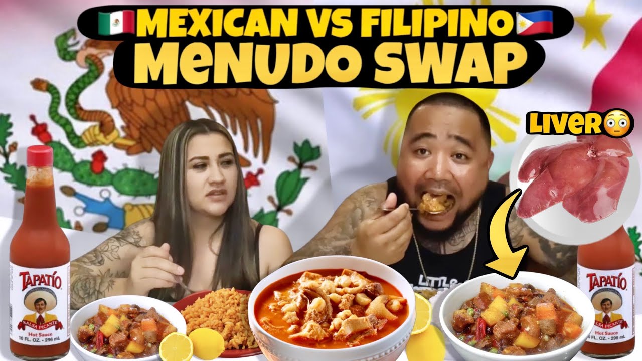 MEXICAN MENUDO VS FILIPINO MENUDO SWAP FOOD | PORK MENUDO | TRIPE MENUDO | Little Hippo Family