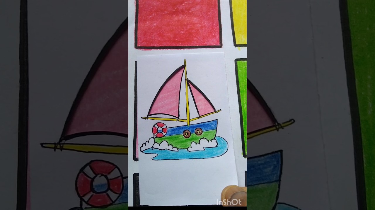 A Floating Boat#art#shorts#youtubeshorts#Chose your favourite colour.