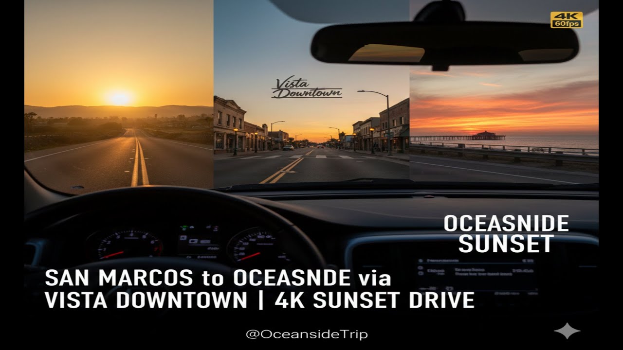 San Marcos to Oceanside via Vista Downtown | Sunset Scenic Drive | 4K 60fps POV