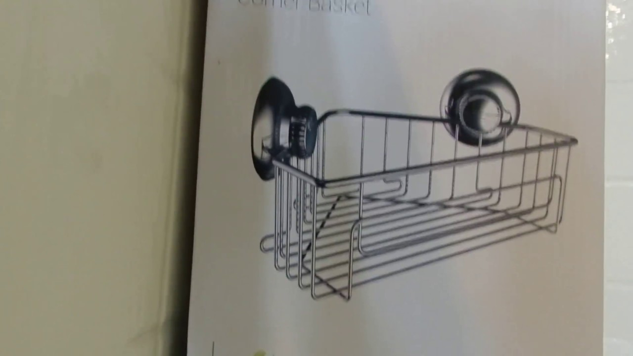 Gecko-Loc Rustproof Heavy Duty Suction Cup Corner Bath Shower Caddy Storage Basket - Stainless Steel
