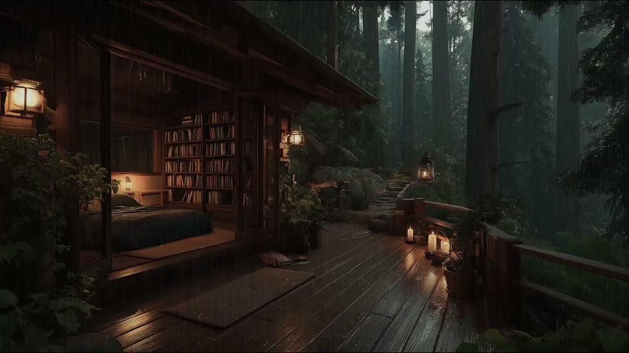 Rainforest Treehouse Night Ambience with Soft Rain Sounds for Deep Sleep and Peaceful Rest