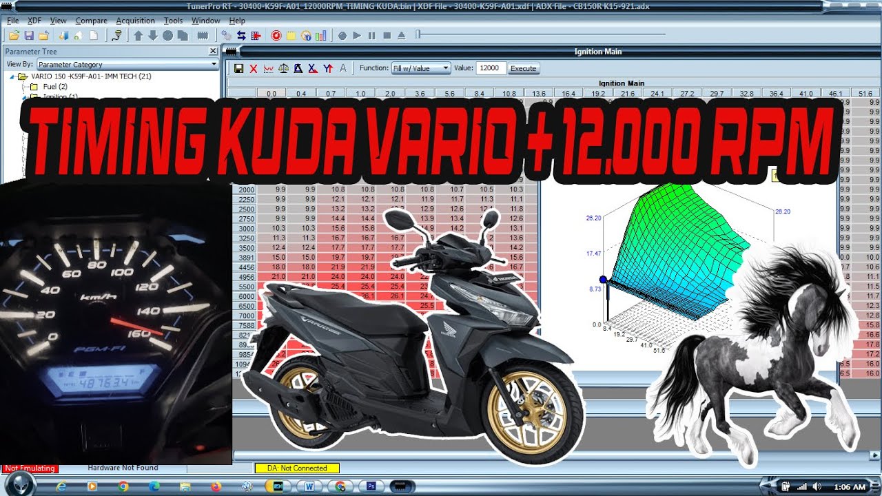 CARA REMAP ECU VARIO TIMING KUDA 12.000 RPM