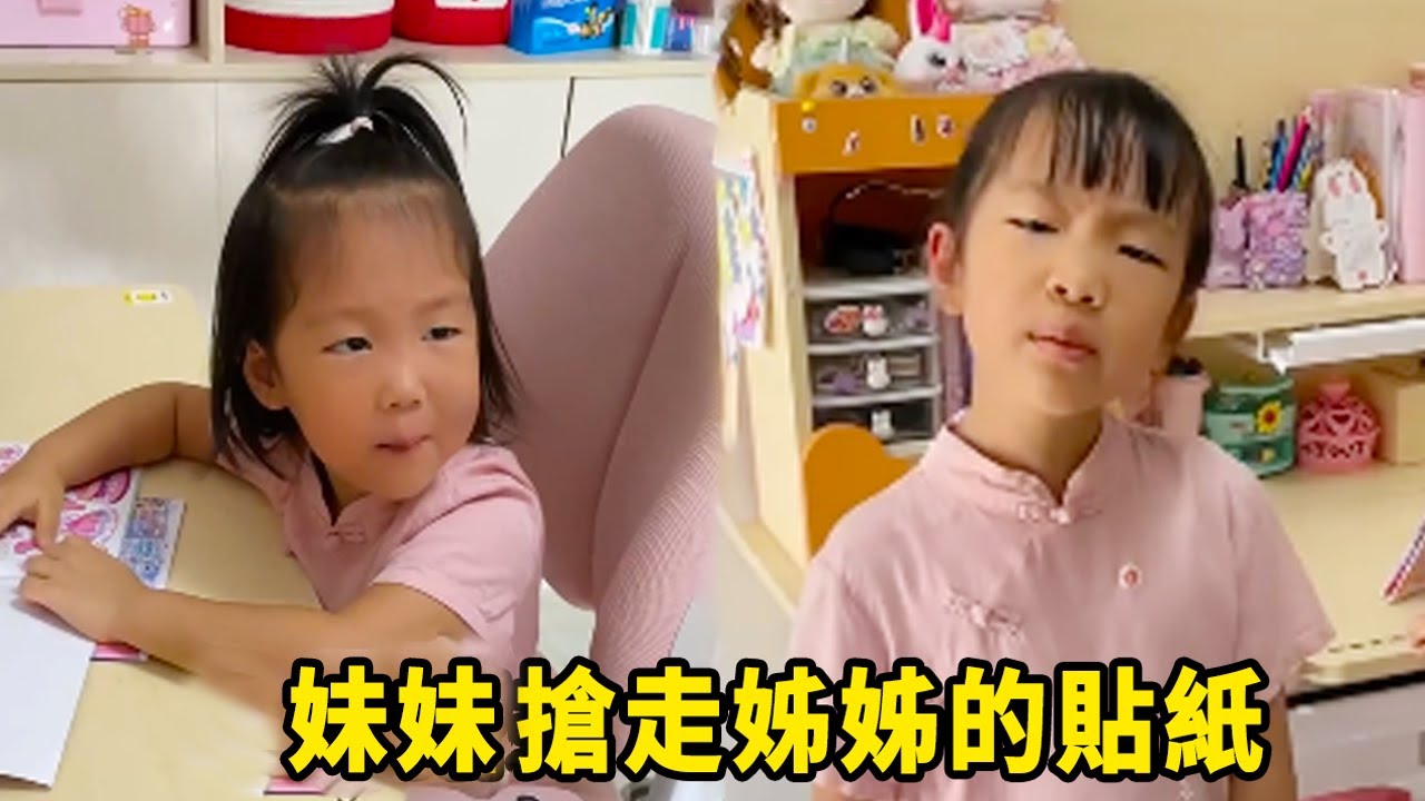 妹妹拿走姊姊的貼紙，還說都是姊姊的錯，媽媽狠狠教育了她！ 【佳禾溪溪的生活】