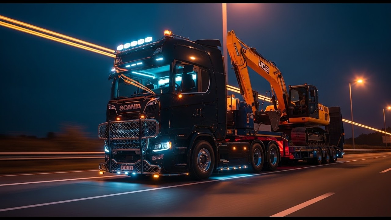 || ETS2 || Scania S 1150HP: ( 300 t) Midnight Run with Massive JCB 245XR Excavator! 4K