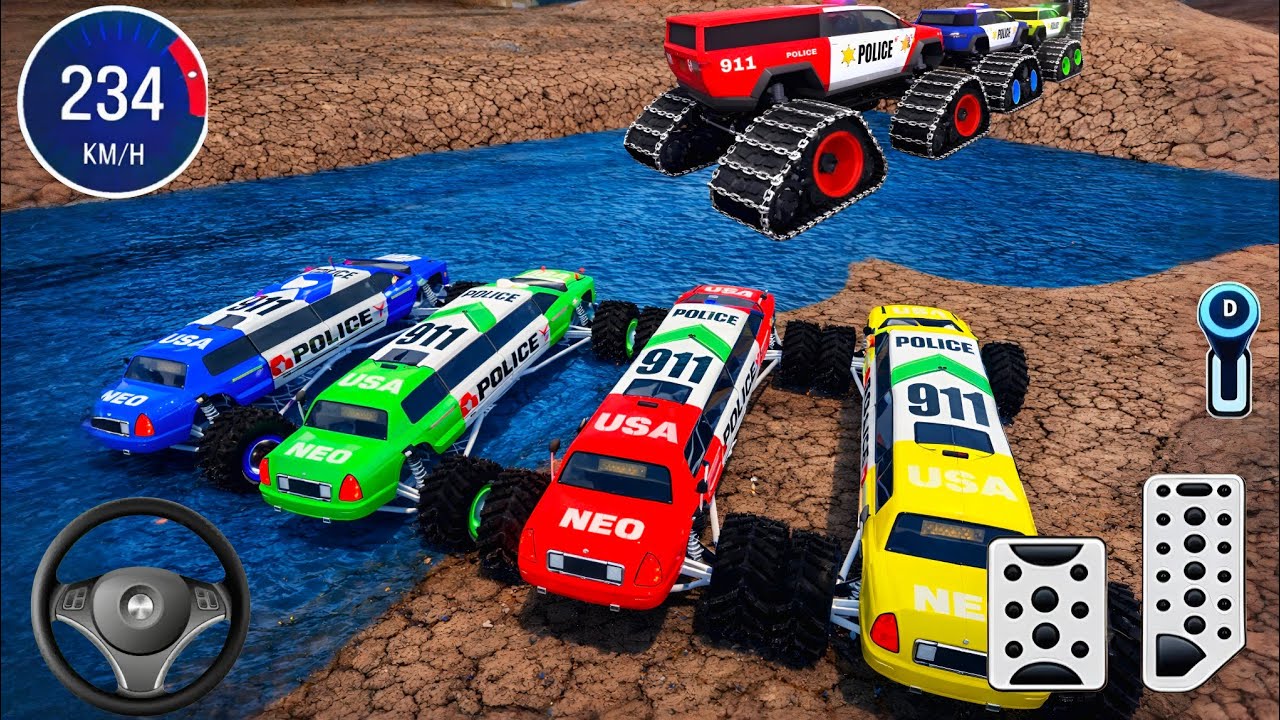 Juegos De Carros - Police Monster Truck Impossilbe Driver #29- US Car Stunts Racing Android Gameplay