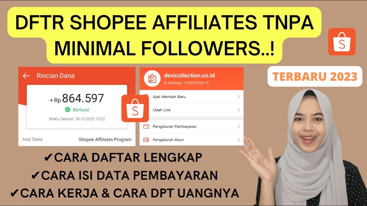 CARA DAFTAR SHOPEE AFFILIATES PROGRAM LANGSUNG DITERIMA TANPA MINIMAL FOLLOWERS TERBARU 2023 LENGKAP
