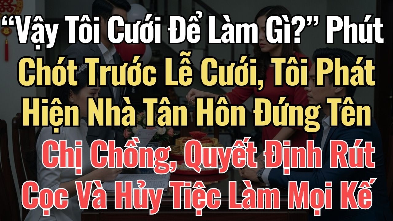 “Vậy Tôi Cưới Để Làm Gì ” Phút Chót Trước Lễ Cưới, Tôi Phát Hiện Nhà Tân Hôn Đứng Tên Chị Chồng