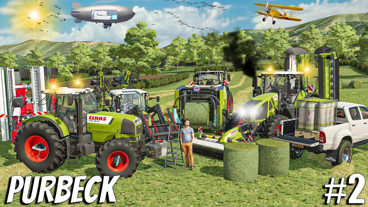 Baling 58 HAY BALES with CLAAS Tractors | Animals in Purbeck Valley | Farming Simulator 22 - Ep 2