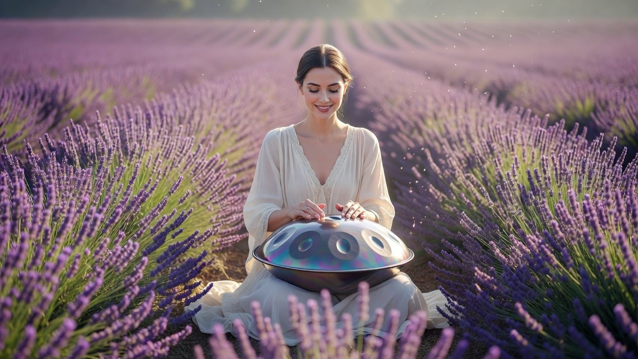 Handpan Healing Music from a Lavender Field | Calm Meditation & Relaxation Sound No Ads