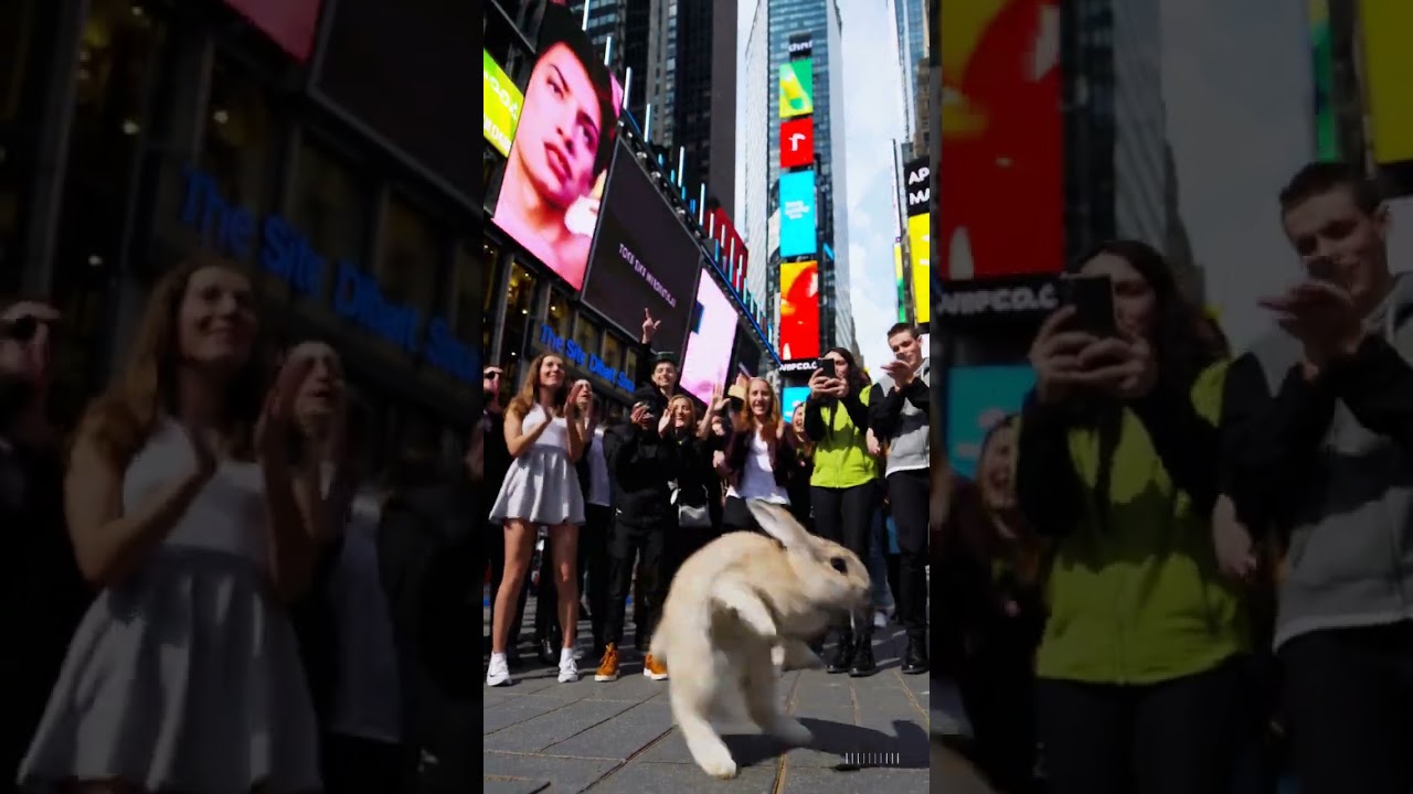 Dancing Bunny Takes Over Times Square 🐇✨ | Viral Street Show