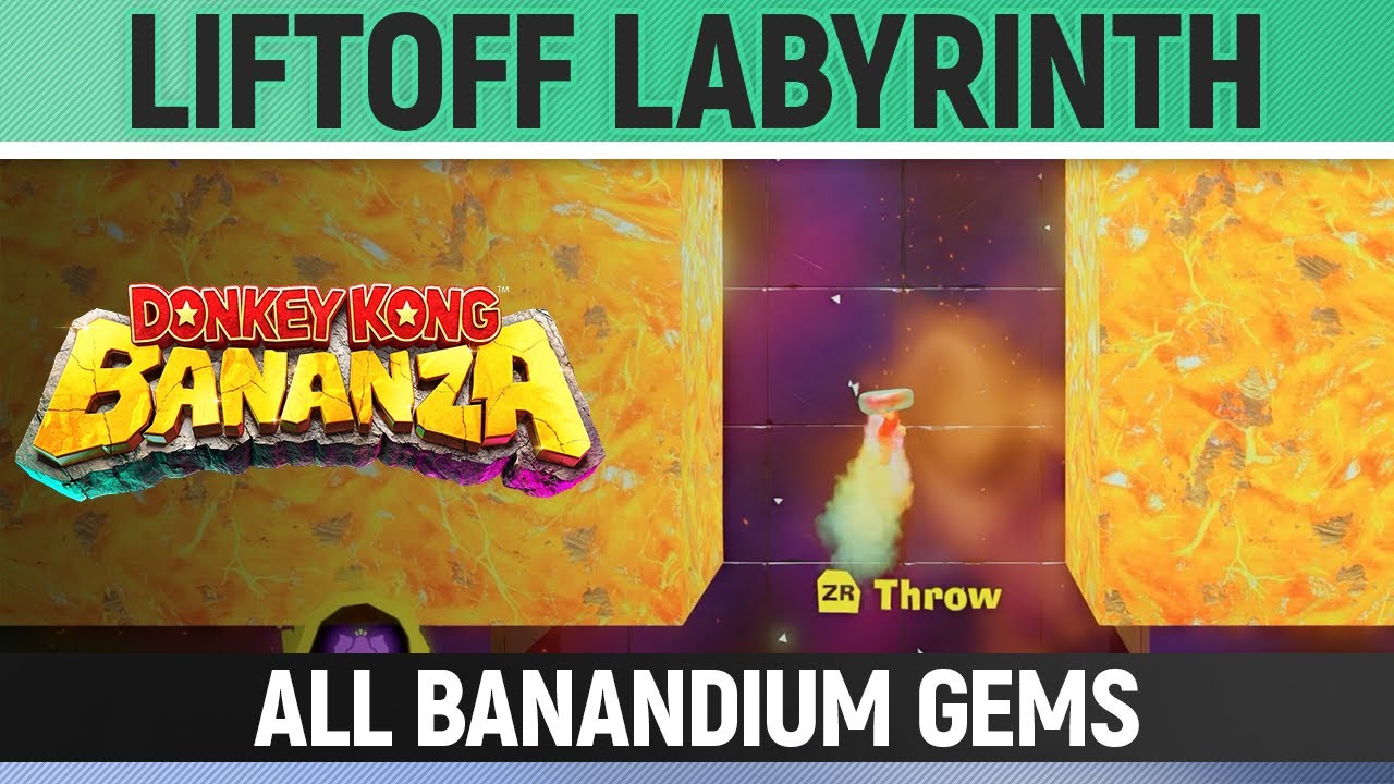 Donkey Kong Bananza - Liftoff Labyrinth - All Banandium Gems - Tempest Layer Challenge 1