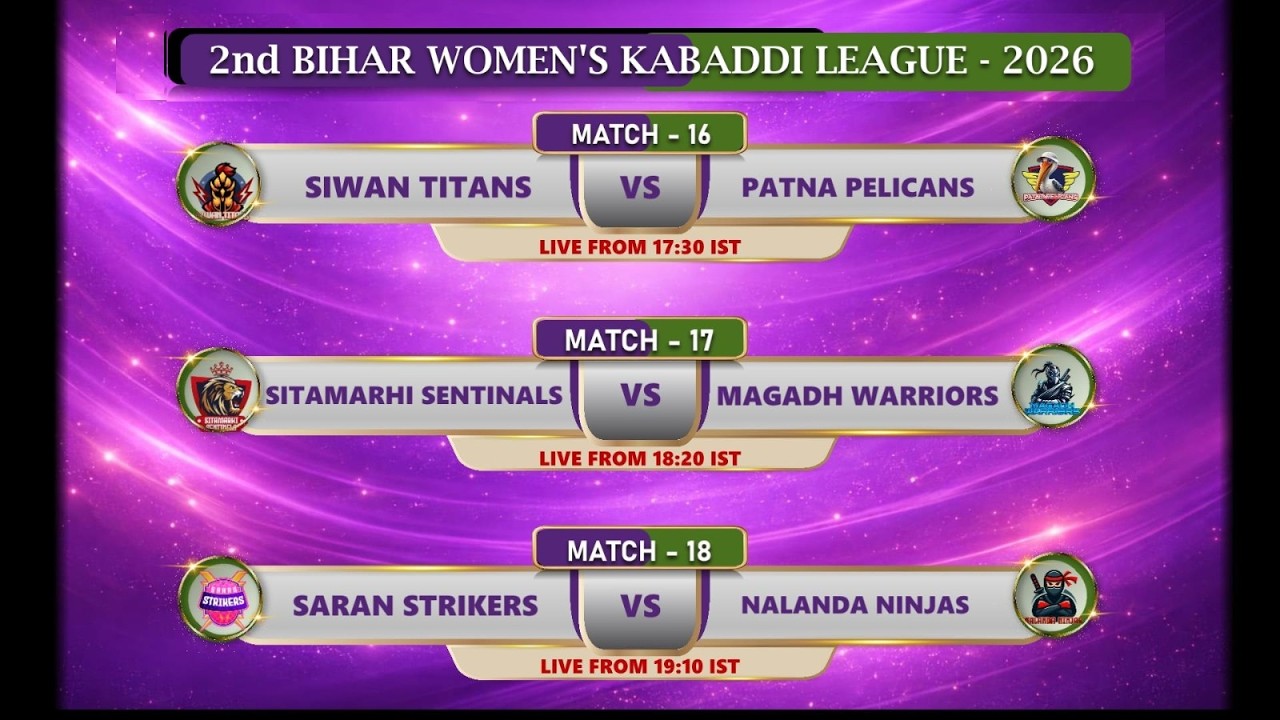 🔴 LIVE | Day 3 Matches 16, 17 & 18 | 2nd Bihar Women’s Kabaddi League 2026 | BSSA