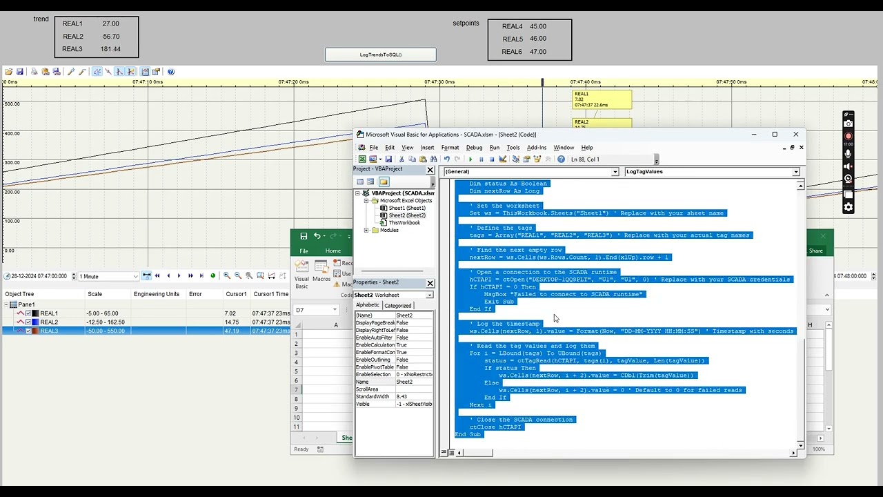Reading,Writing & Logging Citect/Aveva SCADA to Excel Without Cicode using CtApi