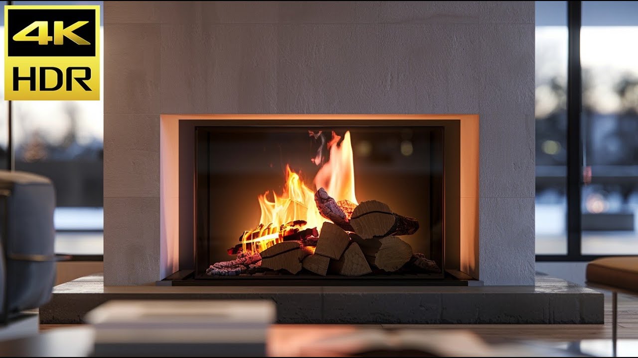 Cozy Modern Fireplace | Relaxing Ambience 4K