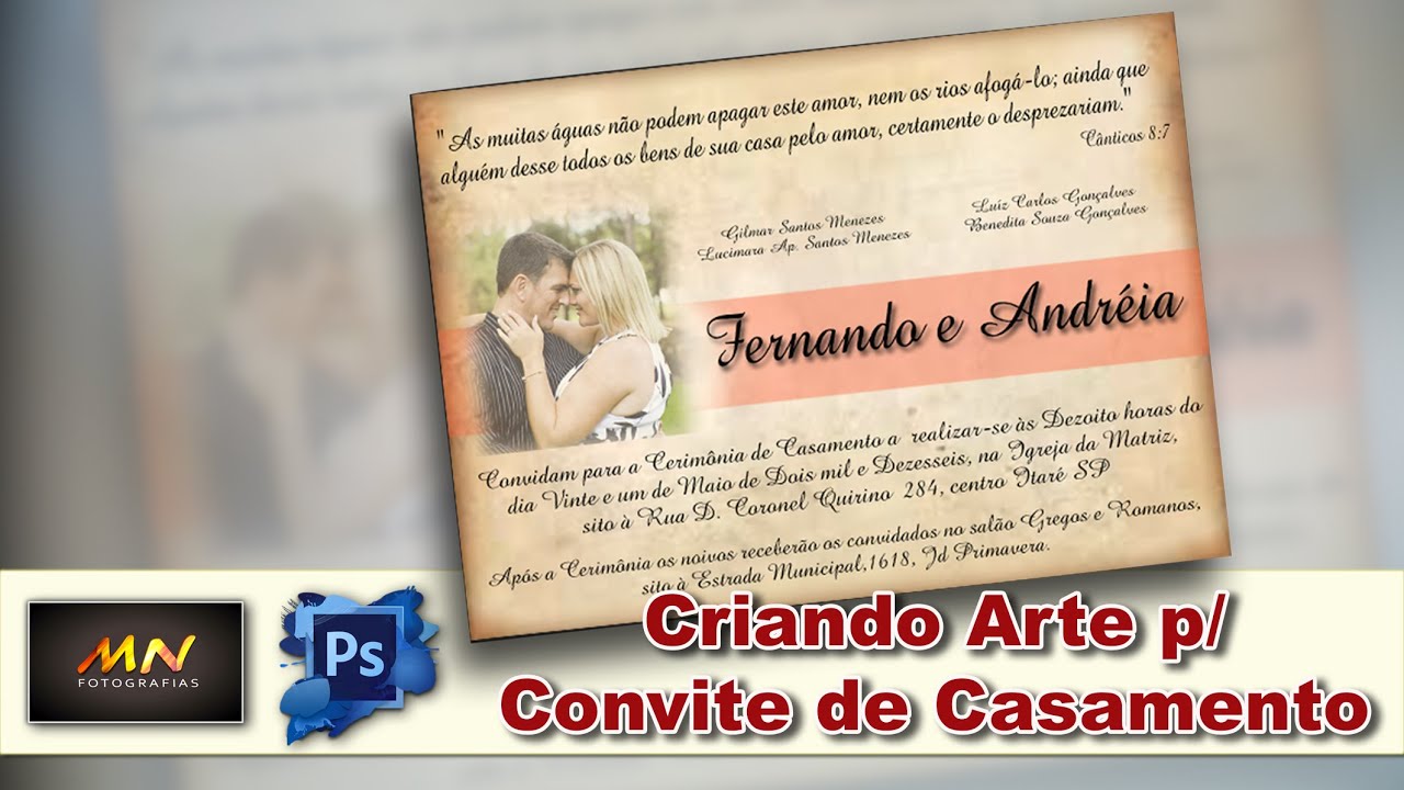 Tutorial B&aacute;sico Photoshop (07) Criando Arte para Convite de Casamento