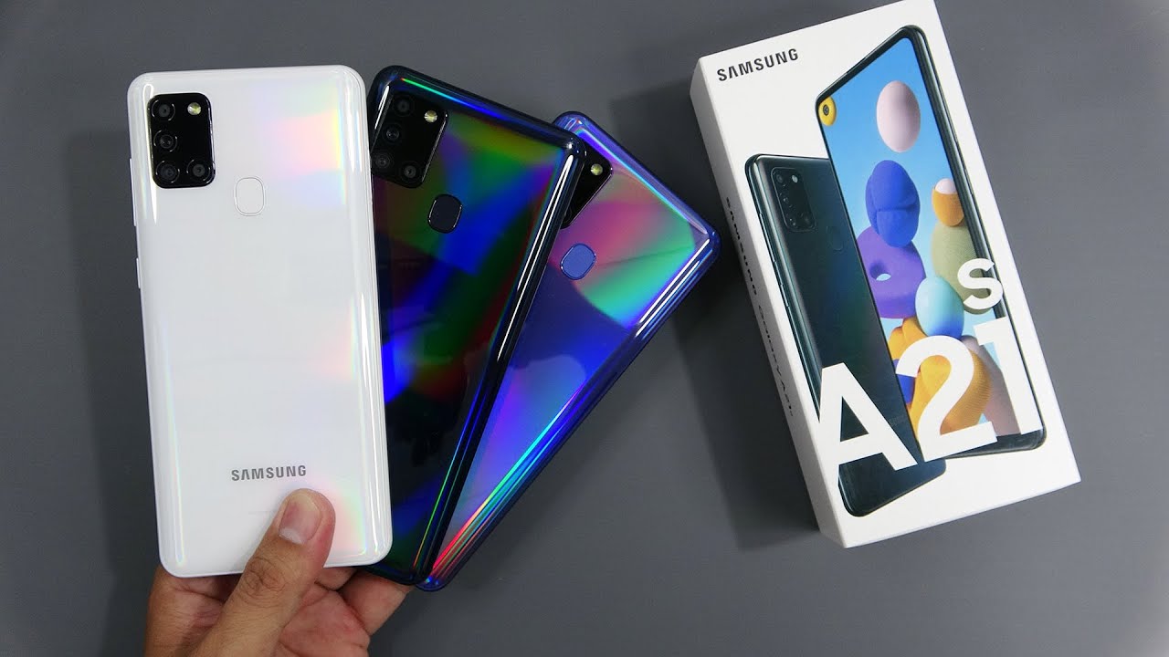Samsung Galaxy A21s Black, Blue, White unboxing, antutu benchmark, game, camera test