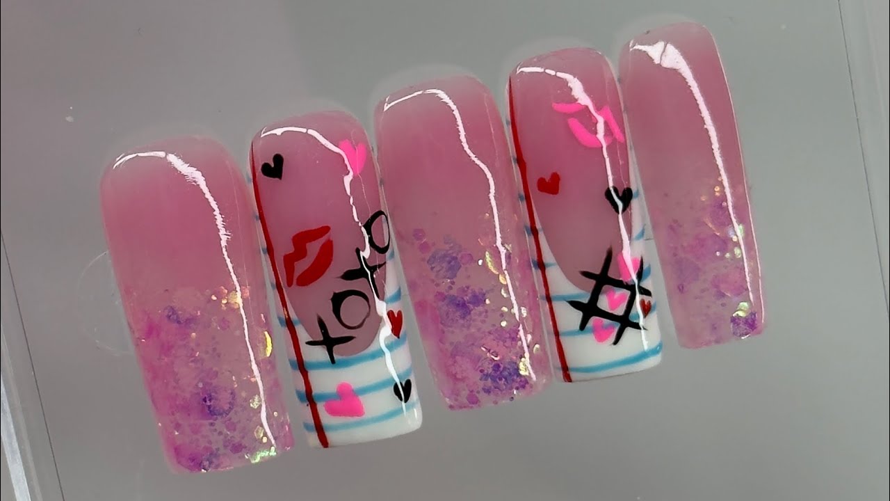 CUTE ACRYLIC VALENTINES PRESS ON NAILS💘 