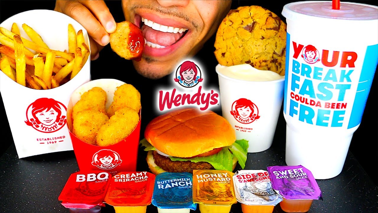 ASMR | WENDY'S CHICKEN NUGGETS CHEESEBURGERS FRIES | VANILLA FROSTY COOKIE | MUKBANG EATING SHOW