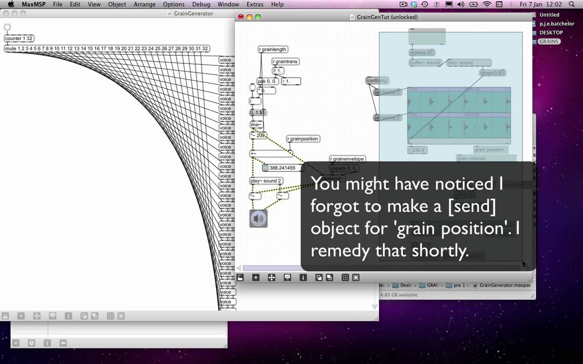 Max MSP Tutorial 09a5: Granulation—Grain Interval 1