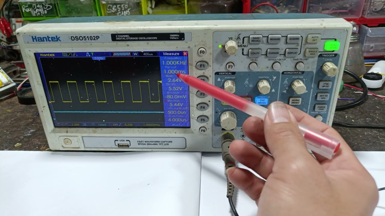 Máy hiện sóng có cần trong sửa chữa bo mạch, hướng dẫn sử dụng Hantek DS05102P
